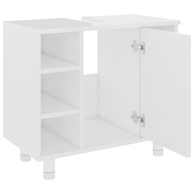 vidaXL Ντουλάπι Νιπτήρα Γυαλιστερό Λευκό 60x32x53,5 εκ. Μοριοσανίδα
