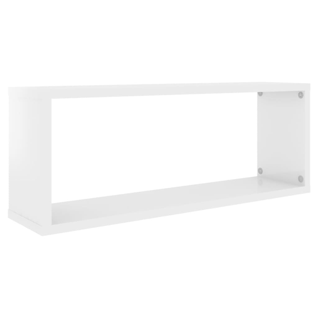vidaXL Ράφια Κύβοι Τοίχου 4 τεμ. Γυαλ. Λευκό 60x15x23 εκ. Επεξ. Ξύλο