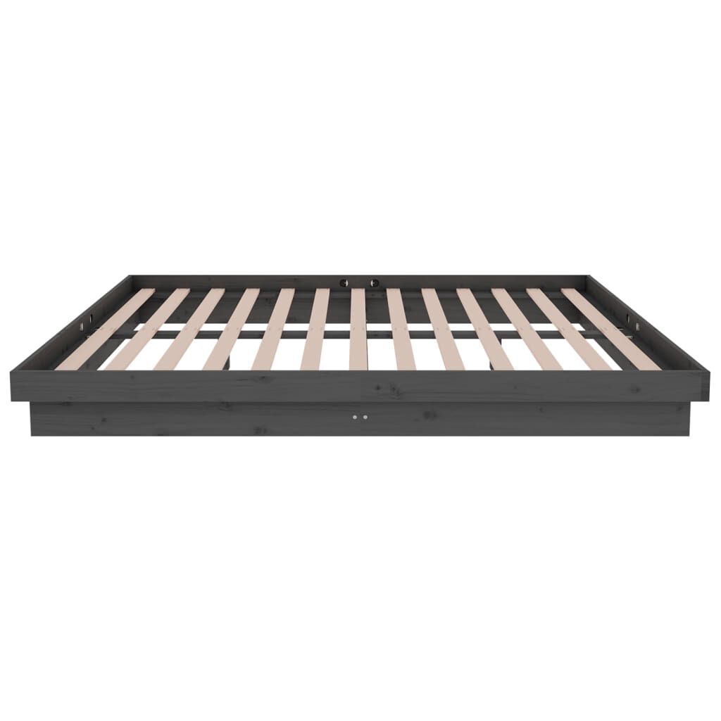 vidaXL Πλαίσιο Κρεβατιού Γκρι 150 x 200 εκ. Μασίφ Ξύλο King Size