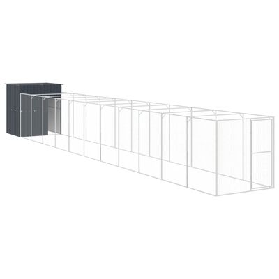 vidaXL Σπιτάκι Σκύλου με Αυλή Ανθρακί 165x1271x181 εκ. Γαλβαν. Χάλυβας