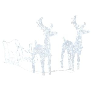 vidaXL Τάρανδοι Χριστουγεννιάτικοι με Έλκηθρο 160 LED 130 εκ. Ακρυλικό