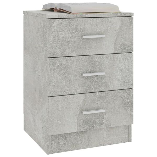 vidaXL Κομοδίνα 2 τεμ. Γκρι Σκυροδέματος 38x35x56 εκ. από Επεξ. Ξύλο