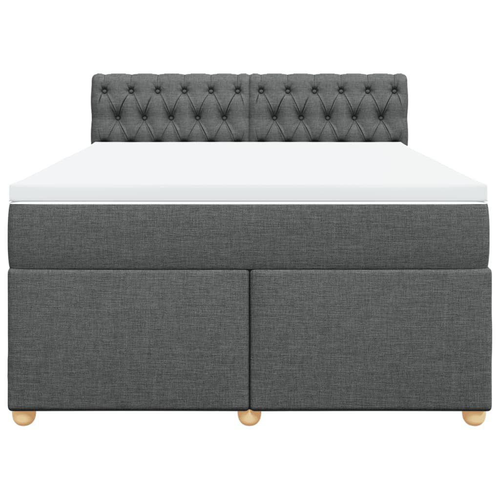 vidaXL Κρεβάτι Boxspring με Στρώμα Σκούρο Γκρι 160x200 εκ Υφασμάτινο