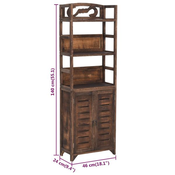 vidaXL Ντουλάπι Βιτρίνα Σκούρο Καφέ 46x24x140 εκ. Μασίφ Ξύλο Παυλώνιας