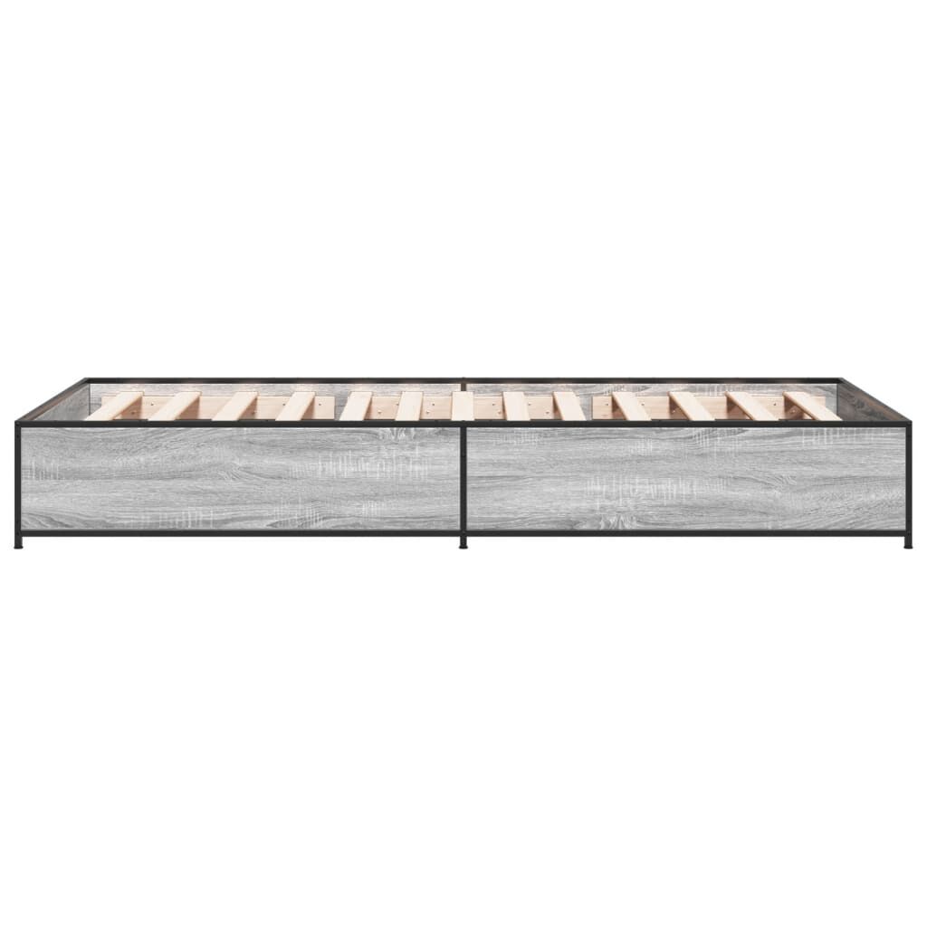 vidaXL Πλαίσιο Κρεβατιού Γκρι Sonoma 75x190 εκ. Επεξ. Ξύλο & Μέταλλο