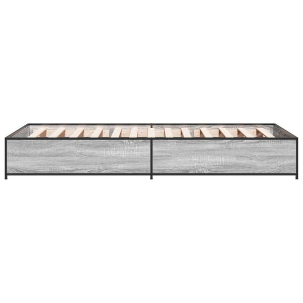 vidaXL Πλαίσιο Κρεβατιού Γκρι Sonoma 75x190 εκ. Επεξ. Ξύλο & Μέταλλο