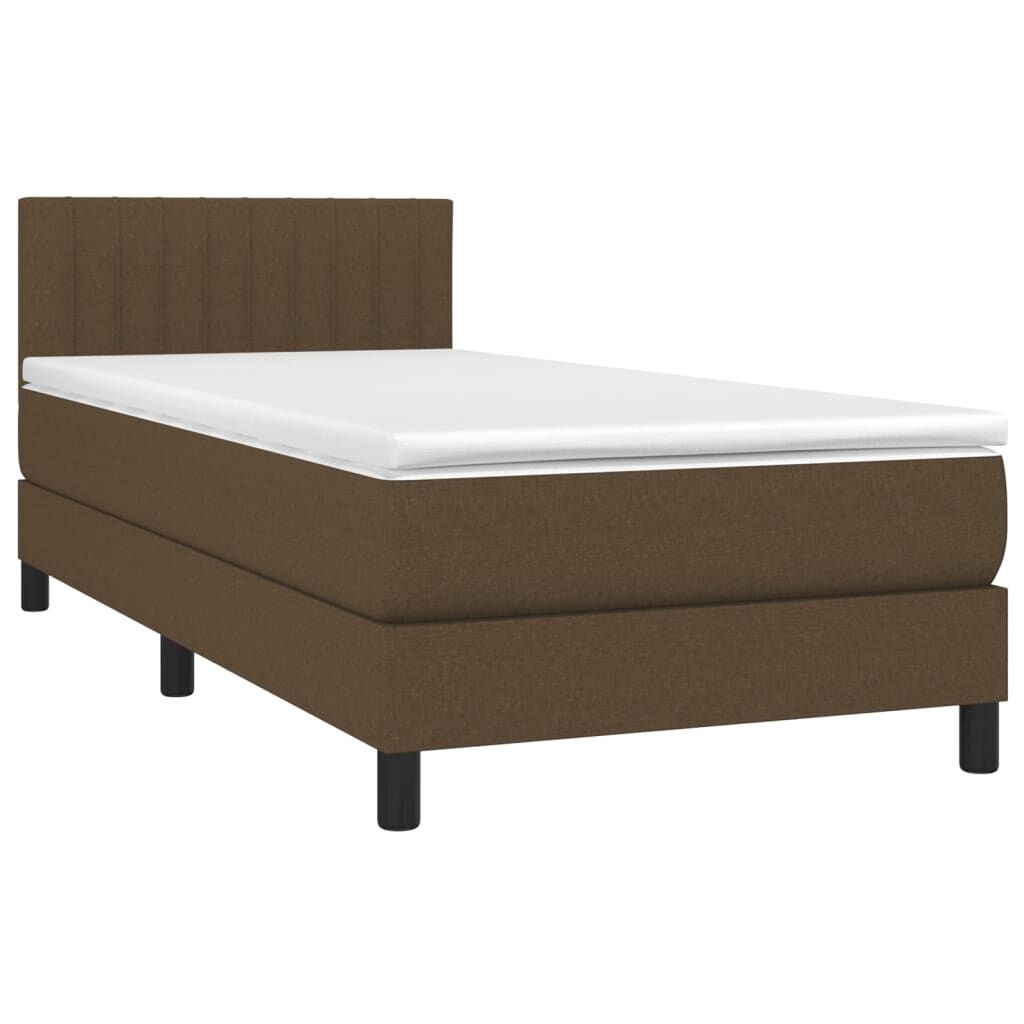 vidaXL Κρεβάτι Boxspring με Στρώμα & LED Σκ.Καφέ 80x200 εκ. Υφασμάτινο