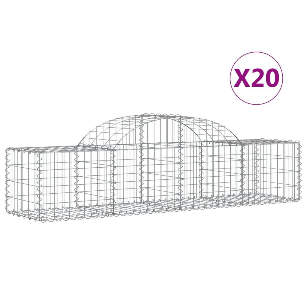 vidaXL Συρματοκιβώτια Τοξωτά 20 τεμ. 200x50x40/60 εκ. Γαλβαν. Ατσάλι