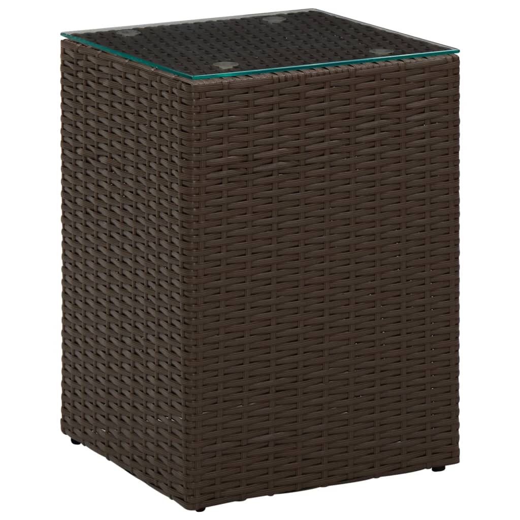 vidaXL Τραπεζάκι Καφέ 35x35x52 εκ. Συνθετ. Ρατάν με Γυάλινη Επιφάνεια