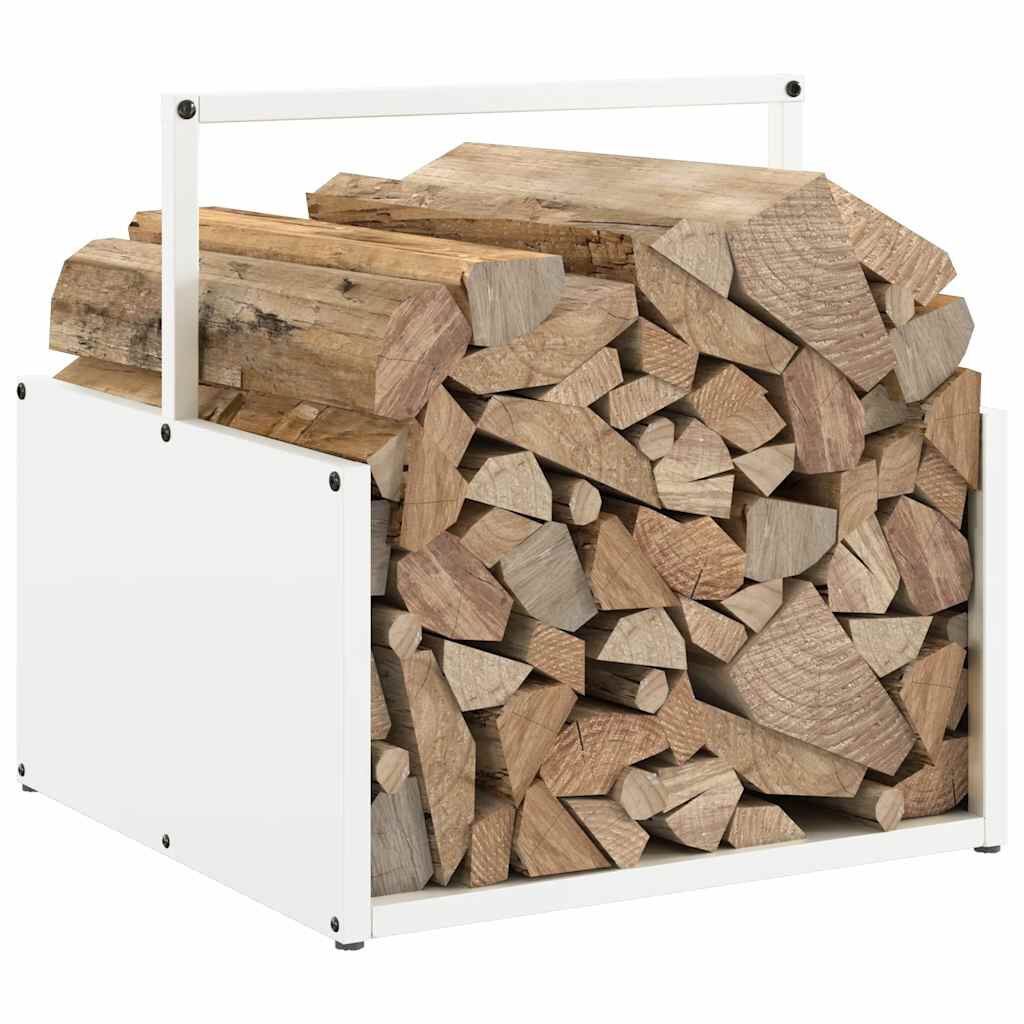 vidaXL Ράφι Καυσόξυλων Λευκό 40x40x40 εκ. Χάλυβας ψυχρής έλασης