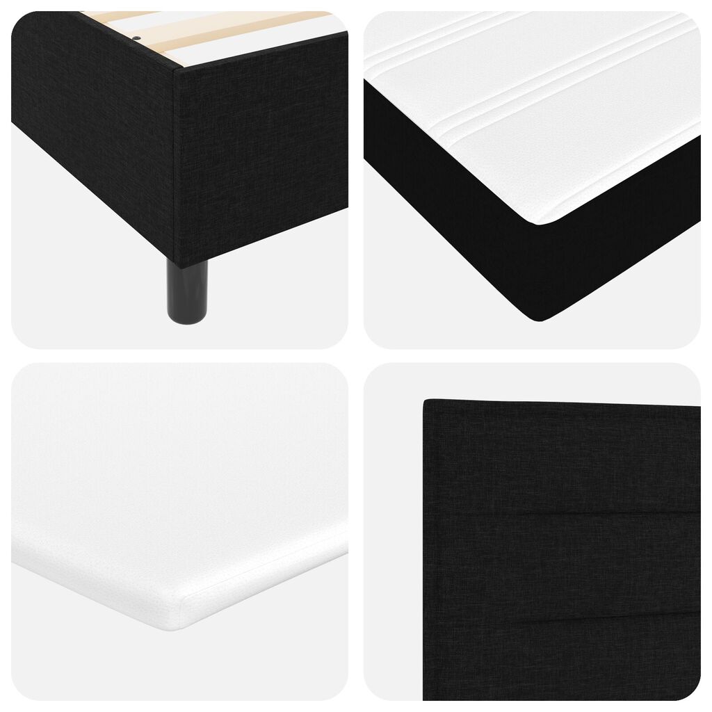 vidaXL Κρεβάτι με Στρώμα & Πάγκο Μαύρο 140x200 εκ. Υφασμάτινο