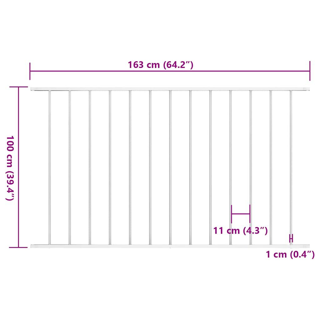 vidaXL Πάνελ Περίφραξης Λευκό 1,63x1 μ. Ατσάλι με Ηλεκτροστατική Βαφή