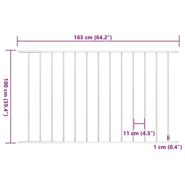 vidaXL Πάνελ Περίφραξης Λευκό 1,63x1 μ. Ατσάλι με Ηλεκτροστατική Βαφή