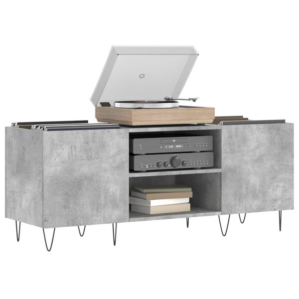 vidaXL Δισκοθήκη Γκρι Σκυροδέματος 121x38x48 εκ. Επεξεργασμένο Ξύλο