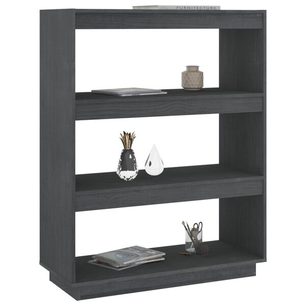 vidaXL Βιβλιοθήκη/Διαχωριστικό Χώρου Γκρι 80x35x103 εκ. Μασίφ Πεύκο