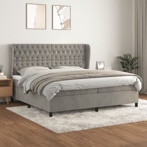 vidaXL &Kappa;&rho;&epsilon;&beta;ά&tau;&iota; Boxspring &mu;&epsilon; &Sigma;&tau;&rho;ώ&mu;&alpha; &Alpha;&nu;&omicron;&iota;&chi;&tau;ό &Gamma;&kappa;&rho;&iota; 200x200 &epsilon;&kappa;. &Beta;&epsilon;&lambda;&omicron;ύ&delta;&iota;&nu;&omicron;