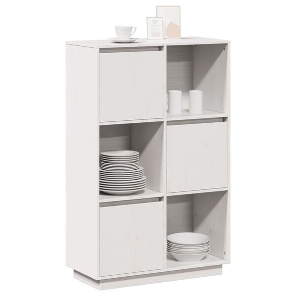 vidaXL Ντουλάπι Ψηλό Λευκό 74 x 35 x 117 εκ. από Μασίφ Ξύλο Πεύκου
