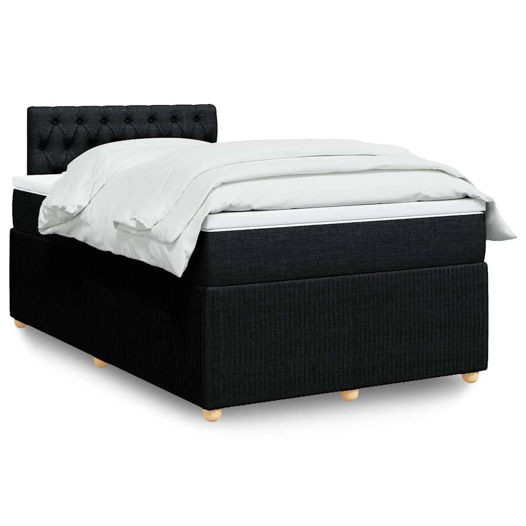 vidaXL Κρεβάτι Boxspring με Στρώμα Μαύρο 120x190 εκ. Υφασμάτινο