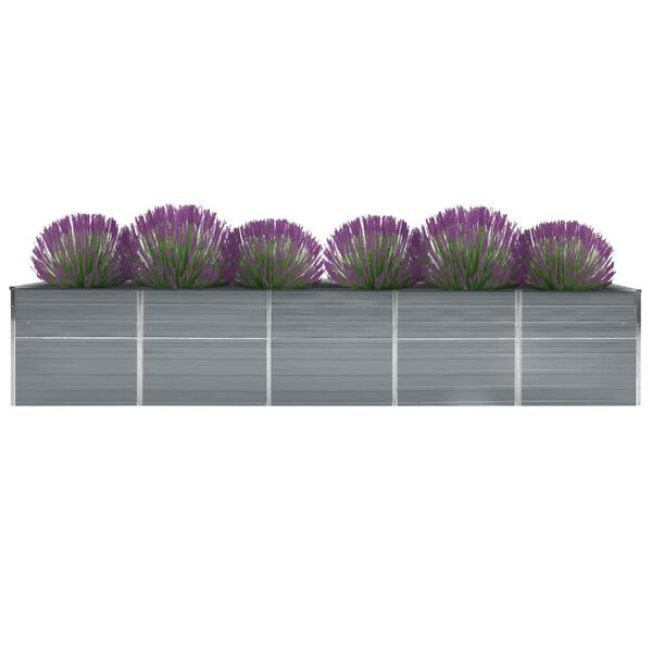 vidaXL Ζαρντινιέρα Υπερυψωμένη Γκρι 400x80x77 εκ. Γαλβαν. Χάλυβας