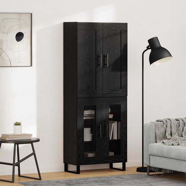 vidaXL Highboard &Mu;&alpha;ύ&rho;&eta; &Omicron;&xi;&upsilon;ά 69,5 x 34 x 180 &epsilon;&kappa;. &Epsilon;&pi;&epsilon;&xi;&epsilon;&rho;&gamma;&alpha;&sigma;&mu;έ&nu;&omicron; &xi;ύ&lambda;&omicron;