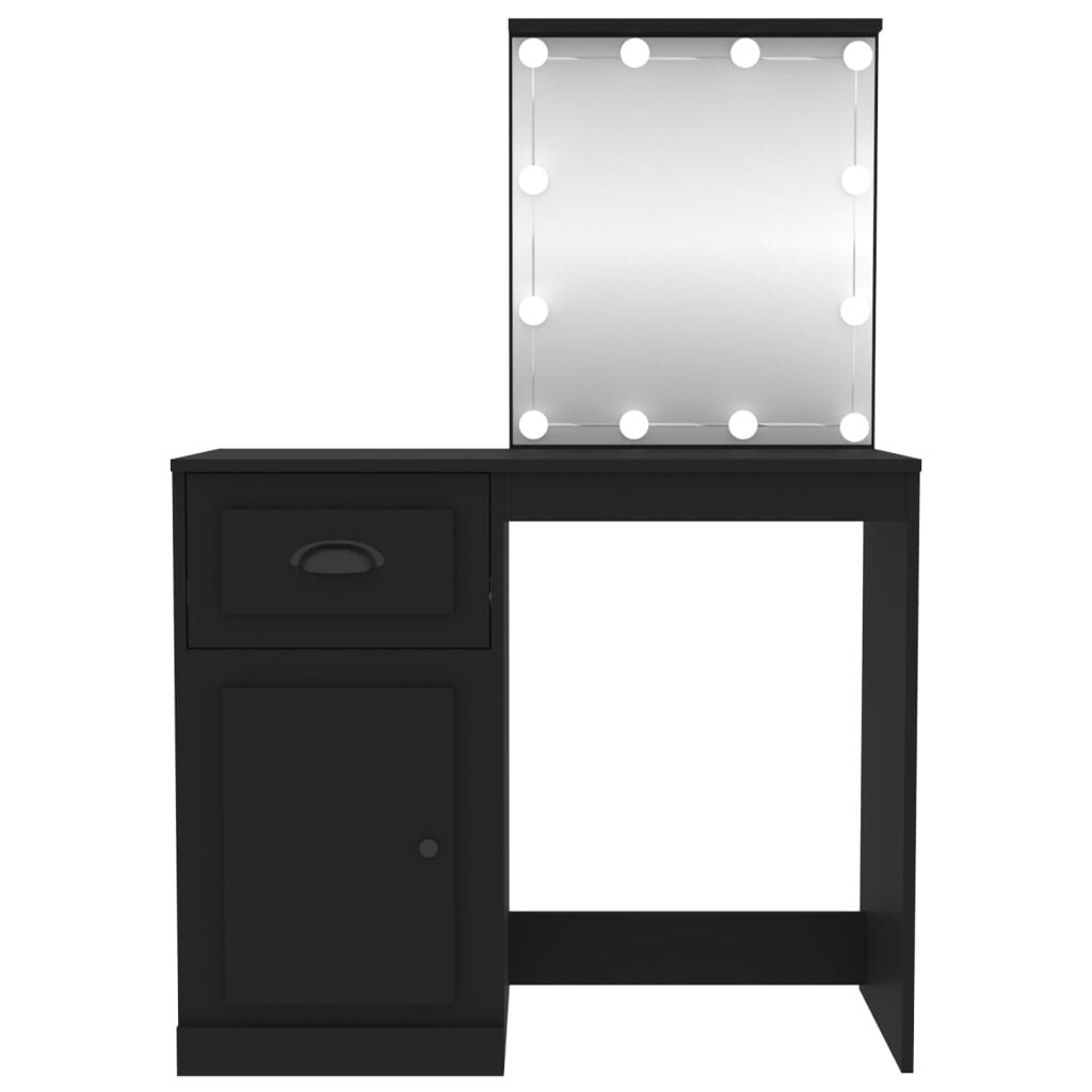 vidaXL Μπουντουάρ με LED Μαύρο 90x50x132,5 εκ. Επεξ. Ξύλο