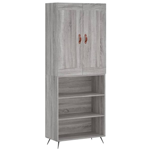 vidaXL Ντουλάπι Γκρι Sonoma 69,5 x 34 x 180 εκ. Επεξεργασμένο Ξύλο