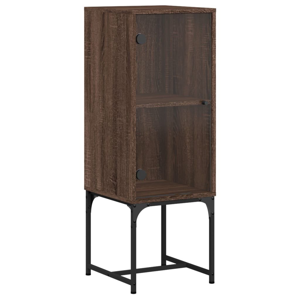 vidaXL Βοηθητικό Ντουλάπι Καφέ Δρυς 35x37x100 εκ. Γυάλινες Πόρτες