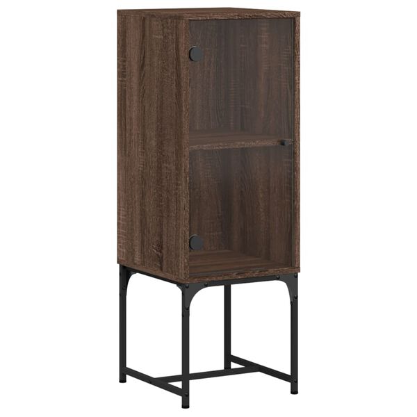 vidaXL Βοηθητικό Ντουλάπι Καφέ Δρυς 35x37x100 εκ. Γυάλινες Πόρτες