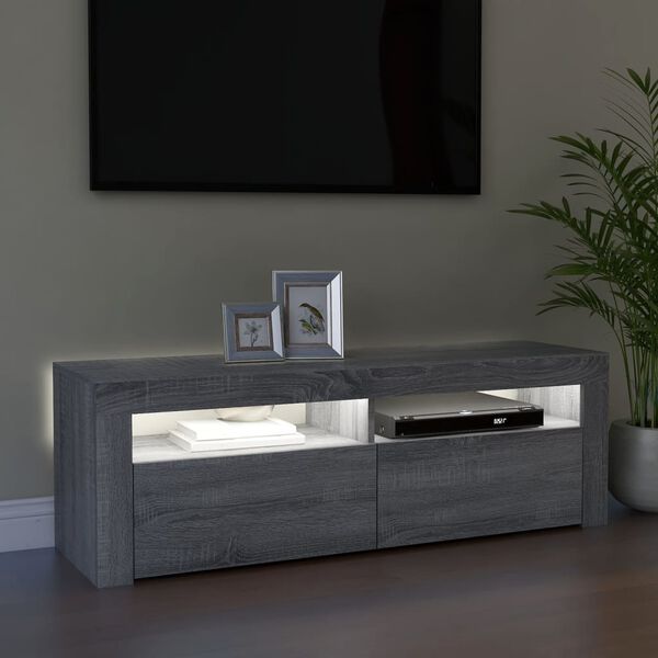 vidaXL Έπιπλο Τηλεόρασης με LED Γκρι Sonoma 120x35x40 εκ.