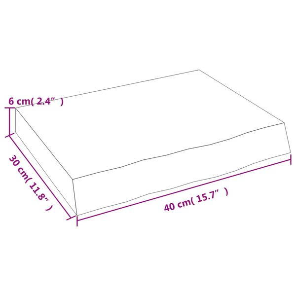 vidaXL Ράφι Τοίχου Ανοιχτό Καφέ 40x30x(2-6)εκ. Επεξ. Μασίφ Ξύλο Δρυός