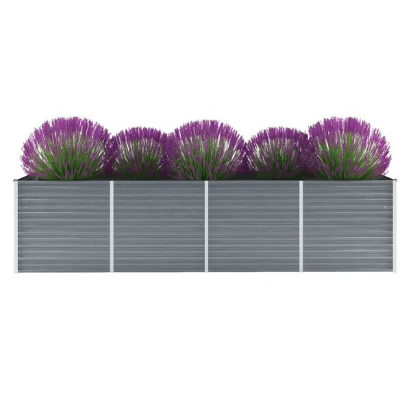 vidaXL Ζαρντινιέρα Υπερυψωμένη Γκρι 320x80x77 εκ. Γαλβανισμ. Χάλυβας