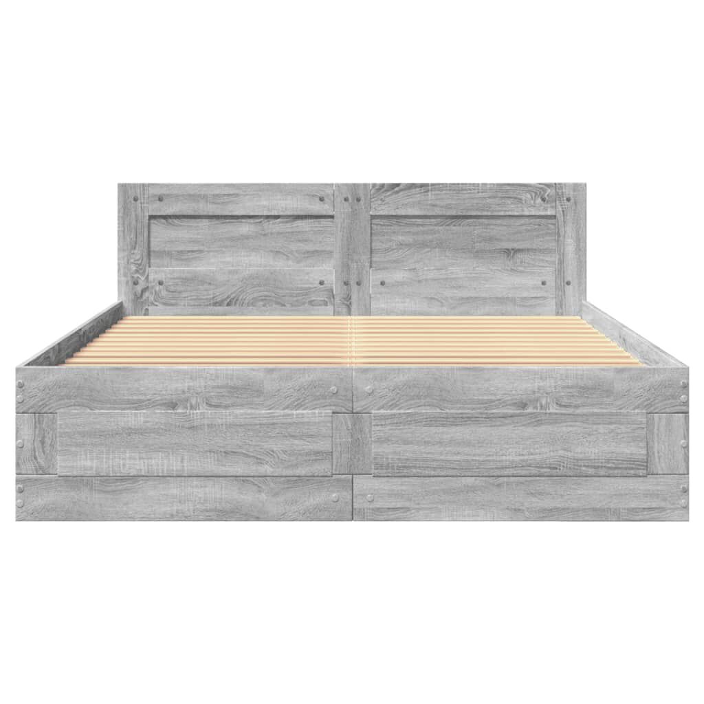 vidaXL Πλαίσιο Κρεβατιού με Κεφαλάρι Γκρι Sonoma 140x200εκ. Επεξ. Ξύλο