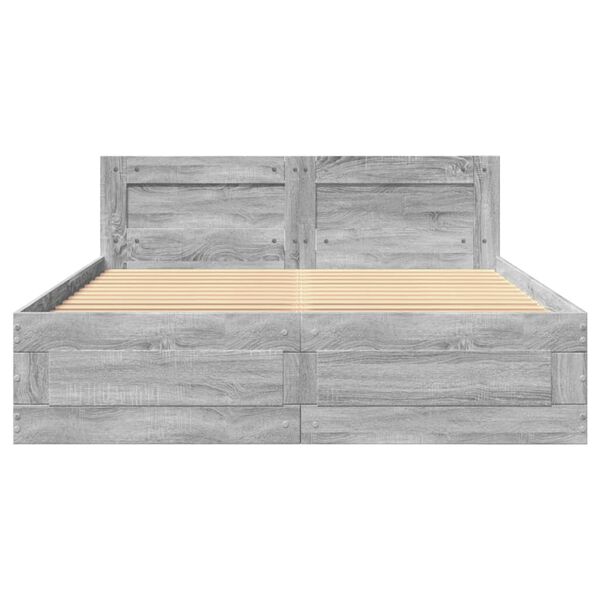 vidaXL Πλαίσιο Κρεβατιού με Κεφαλάρι Γκρι Sonoma 140x200εκ. Επεξ. Ξύλο
