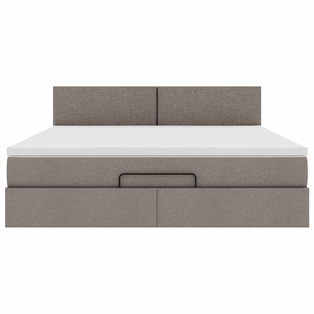 vidaXL Οθωμανικό κρεβάτι με στρώμα & LEDs Taupe 160x200cm ύφασμα