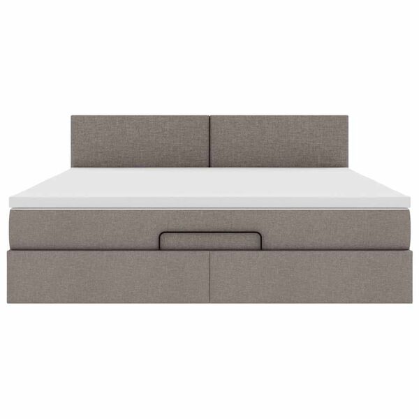 vidaXL Οθωμανικό κρεβάτι με στρώμα & LEDs Taupe 160x200cm ύφασμα