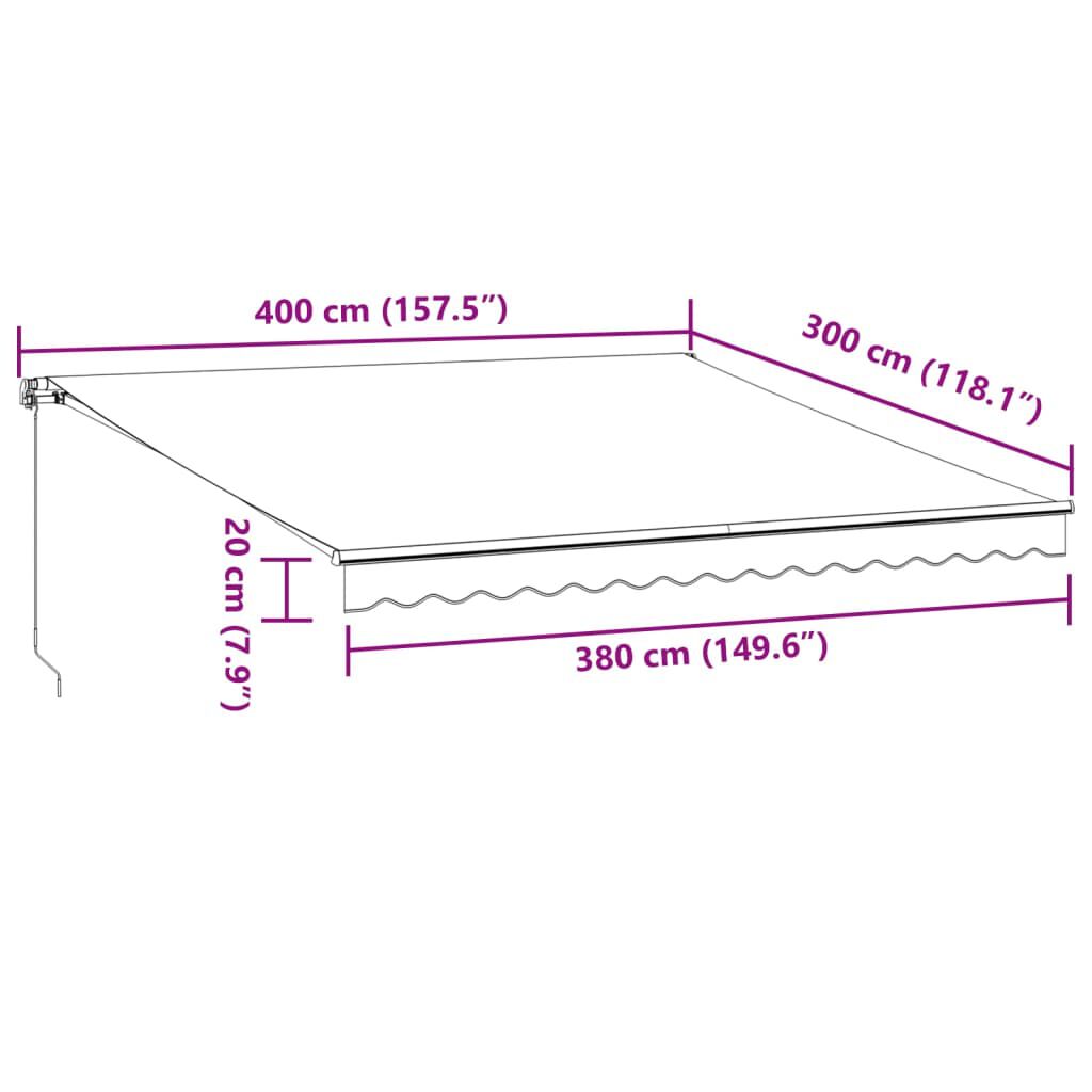 vidaXL Τέντα Πτυσσόμενη Αυτόματη με LED Καφέ 400x300 εκ.
