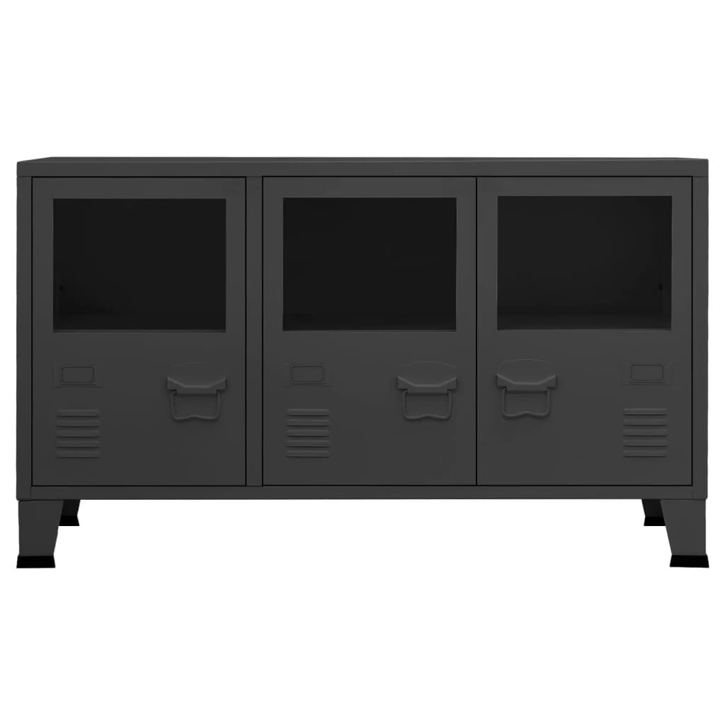 vidaXL Μπουφές Βιομηχανικό Στιλ Ανθρακί 105x35x62 εκ. Μέταλλο / Γυαλί