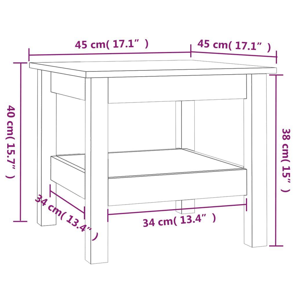 vidaXL Τραπεζάκι Σαλονιού Μαύρο 45 x 45 x 40 εκ. από Μασίφ Ξύλο Πεύκου