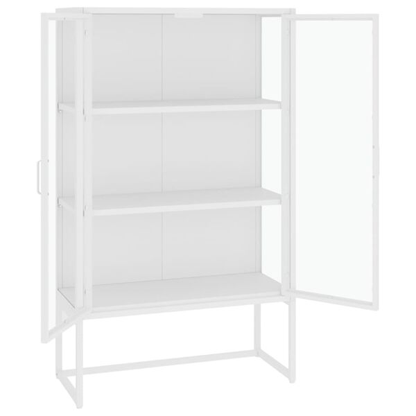 vidaXL Μπουφές Λευκός 80 x 35 x 135 εκ. από Ατσάλι και Ψημένο Γυαλί