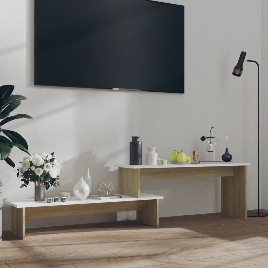 vidaXL Έπιπλο Τηλεόρασης Sonoma Δρυς/Λευκό 180x30x43εκ από Επεξ. Ξύλο