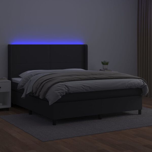 vidaXL &Kappa;&rho;&epsilon;&beta;ά&tau;&iota; Boxspring &mu;&epsilon; &Sigma;&tau;&rho;ώ&mu;&alpha; & LED &Mu;&alpha;ύ&rho;&omicron; 160x200 &epsilon;&kappa;. &Sigma;&upsilon;&nu;&theta;. &Delta;έ&rho;&mu;&alpha;
