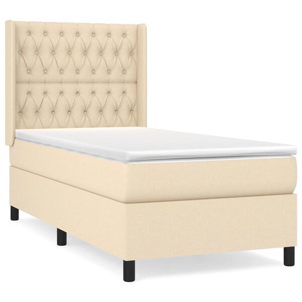 vidaXL &Kappa;&rho;&epsilon;&beta;ά&tau;&iota; Boxspring &mu;&epsilon; &Sigma;&tau;&rho;ώ&mu;&alpha; &Kappa;&rho;&epsilon;&mu; 90x190 &epsilon;&kappa;.&Upsilon;&phi;&alpha;&sigma;&mu;ά&tau;&iota;&nu;&omicron;