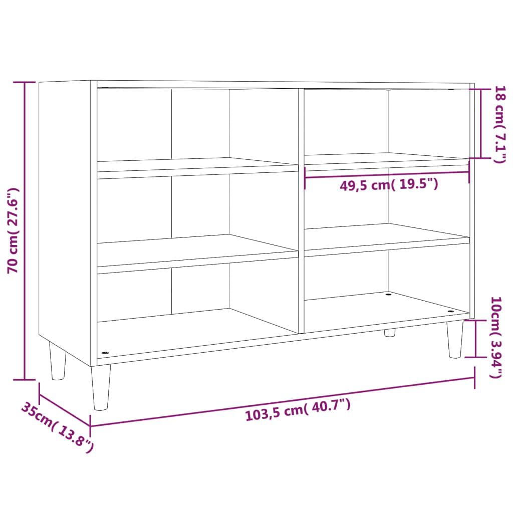 vidaXL Ραφιέρα Γκρι Sonoma 103,5 x 35 x 70 εκ. από Επεξεργασμένο Ξύλο