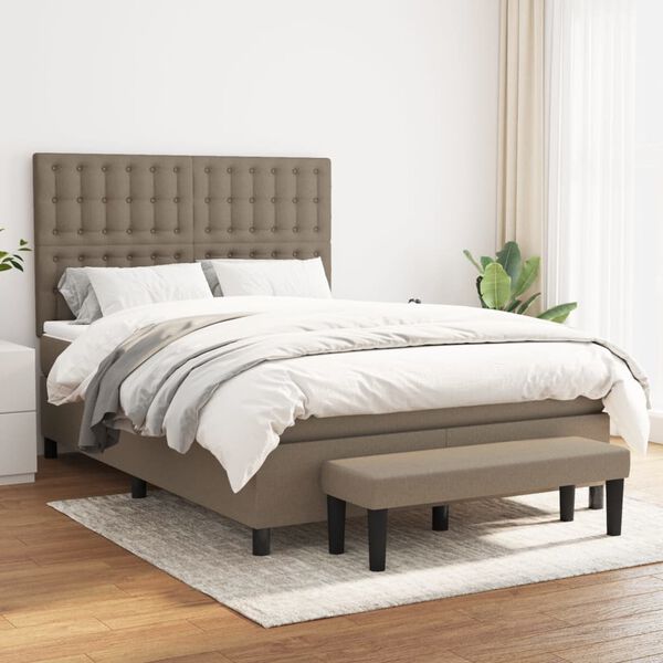 vidaXL &Kappa;&rho;&epsilon;&beta;ά&tau;&iota; Boxspring &mu;&epsilon; &Sigma;&tau;&rho;ώ&mu;&alpha; Taupe 140x190 &epsilon;&kappa;. &Upsilon;&phi;&alpha;&sigma;&mu;ά&tau;&iota;&nu;&omicron;