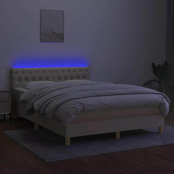 vidaXL &Kappa;&rho;&epsilon;&beta;ά&tau;&iota; Boxspring &mu;&epsilon; &Sigma;&tau;&rho;ώ&mu;&alpha; & LED &Kappa;&rho;&epsilon;&mu; 140x200 &epsilon;&kappa;. &Upsilon;&phi;&alpha;&sigma;&mu;ά&tau;&iota;&nu;&omicron;