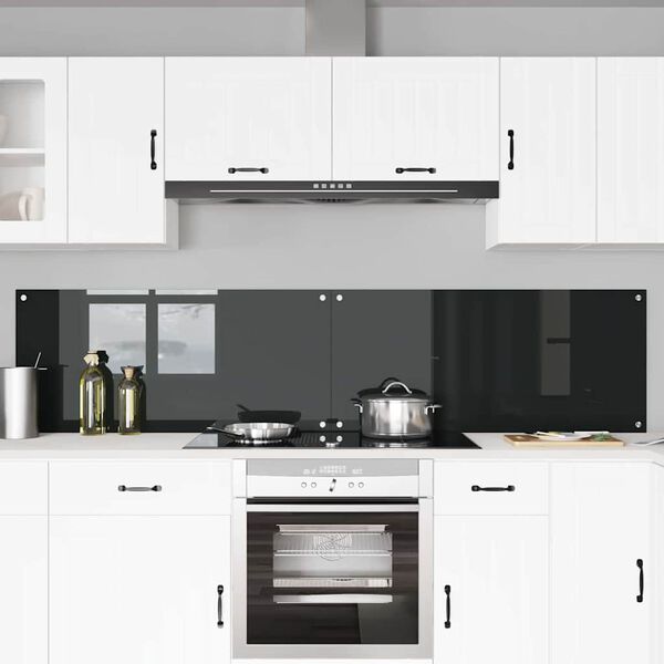 vidaXL Πίσω Πάνελ Κουζίνας 2 pcs Μαύρο 110 x 50 cm σκληρυμένο γυαλί