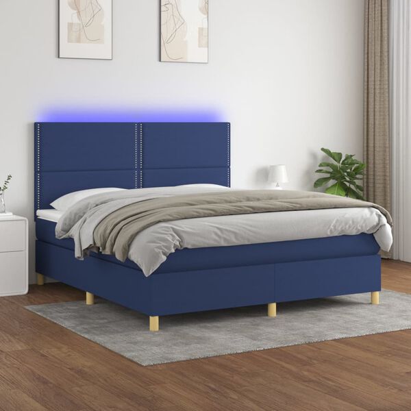 vidaXL &Kappa;&rho;&epsilon;&beta;ά&tau;&iota; Boxspring &mu;&epsilon; &Sigma;&tau;&rho;ώ&mu;&alpha; & LED &Mu;&pi;&lambda;&epsilon; 160x200 &epsilon;&kappa;. &Upsilon;&phi;&alpha;&sigma;&mu;ά&tau;&iota;&nu;&omicron;