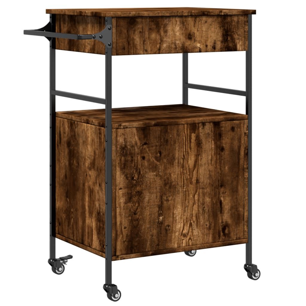 vidaXL Τρόλεϊ Κουζίνας Καπνιστή Δρυς 56x43x89,5 εκ. Επεξεργασμένο Ξύλο