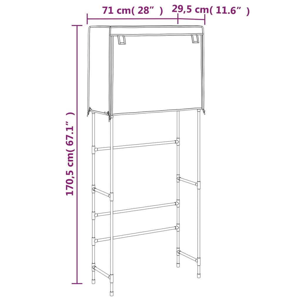 vidaXL Ραφιέρα 2 Επιπέδων για Πλυντήριο Γκρι 71x29,5x170,5 εκ. Σίδερο