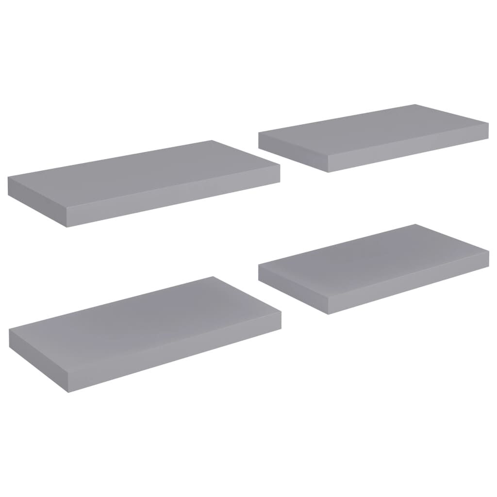 vidaXL Ράφια Τοίχου 4 τεμ. Γκρι 50x23x3,8 εκ. MDF